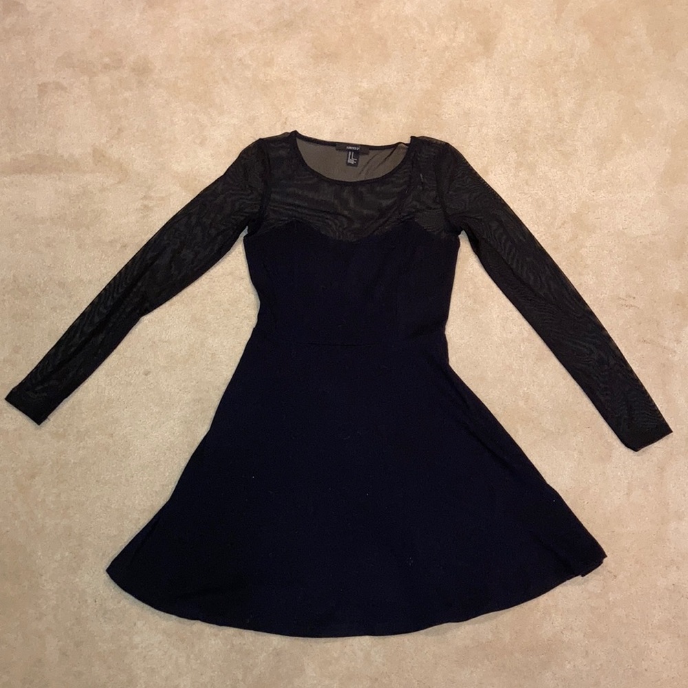Forever 21 Mesh Sleeve Black Dress